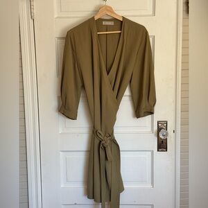Everlane Japanese GoWeave Wrap Dress Green 10